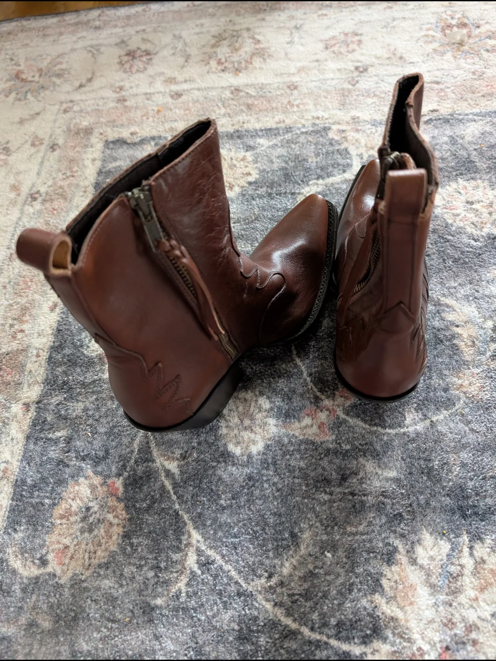 Brown Leather Western Ankle Boots Ariat Jade